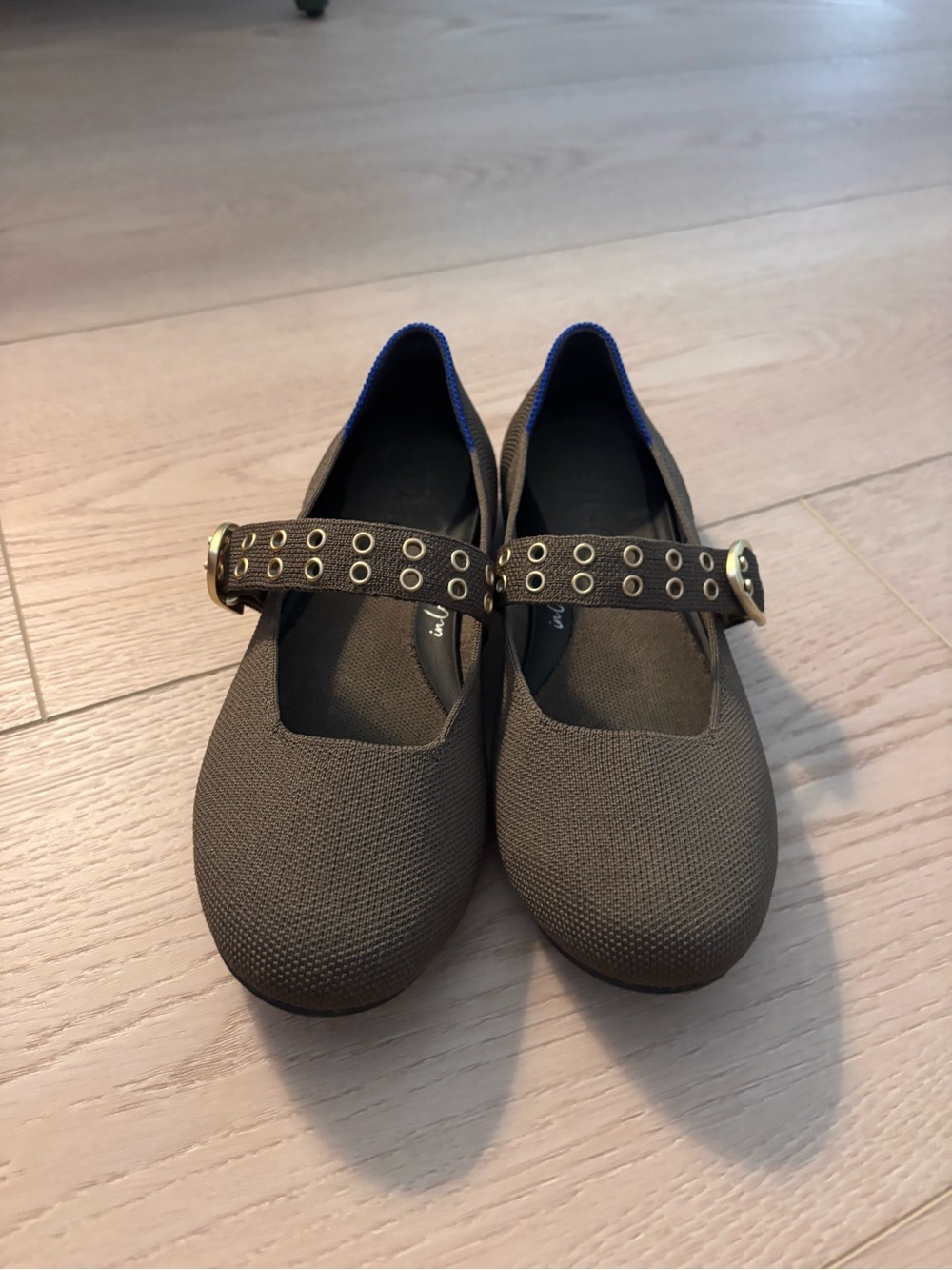 Rothy's Brown Mary Jane Flats with Eyelet Strap